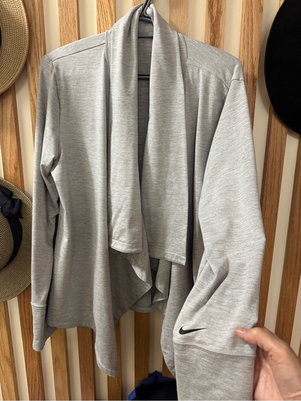 Nike Women’s Light Gray Open-Front Draped Cardigan